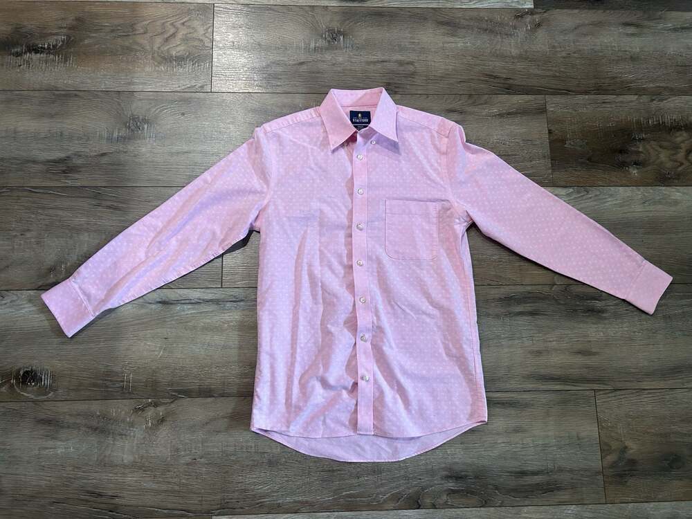 Stafford Travel Wrinkle-Free Oxford Fitted Pink
Long Sleeve Button Up